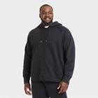 Men's Big & Tall Cotton Fleece Full Zip Hoodie - All In Motion Black