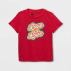 Ev Lgbt Pride Pride Gender Inclusive Toddler's 'love Is Love' Short Sleeve Graphic T-shirt - Red