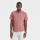 Men's Striped Standard Fit Short Sleeve Button-down Shirt - Goodfellow & Co Cherry Red/striped