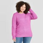 Women's Plus Size Crewneck Pullover Sweater - Ava & Viv Purple X