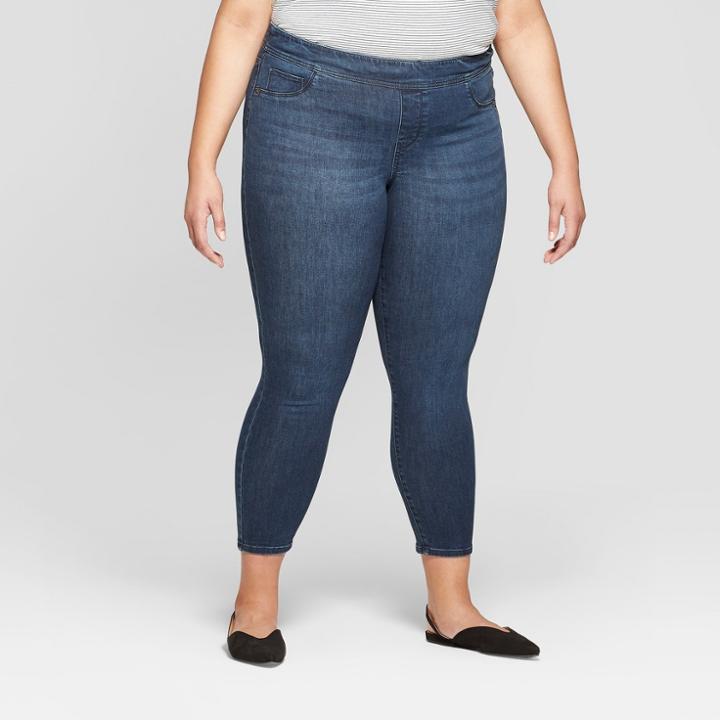 Women's Plus Size Pull On Jeggings - Ava & Viv Dark Wash