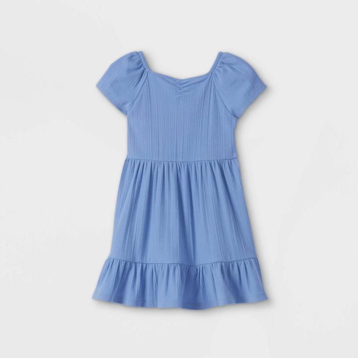 Toddler Girls' Rib Tie Back Short Sleeve Dress - Cat & Jack Blue