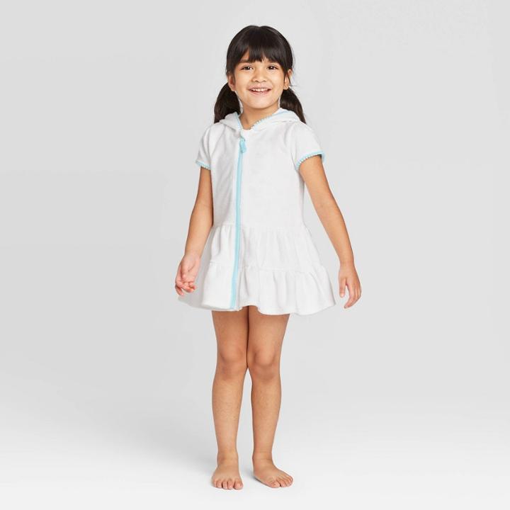 Toddler Girls' Zip-up Hooded Coverups - Cat & Jack White 18m, Toddler Girl's