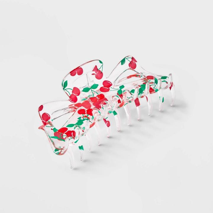 Jumbo Cherry Print Claw Hair Clip - Wild Fable Clear