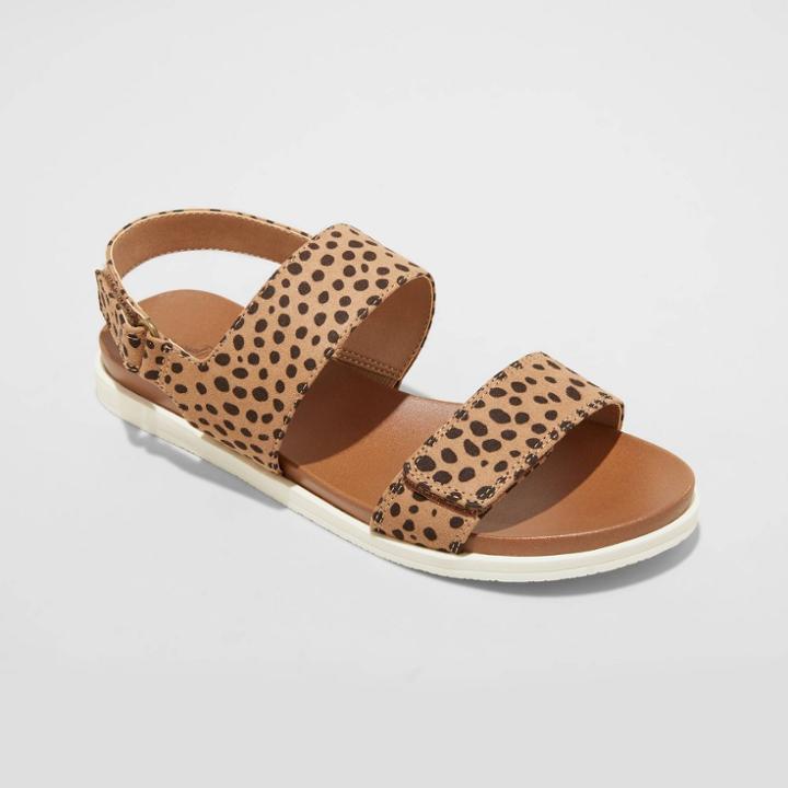 Women's Natalie Easy Closure Leopard Print Strap Sport Sandals - Universal Thread Brown