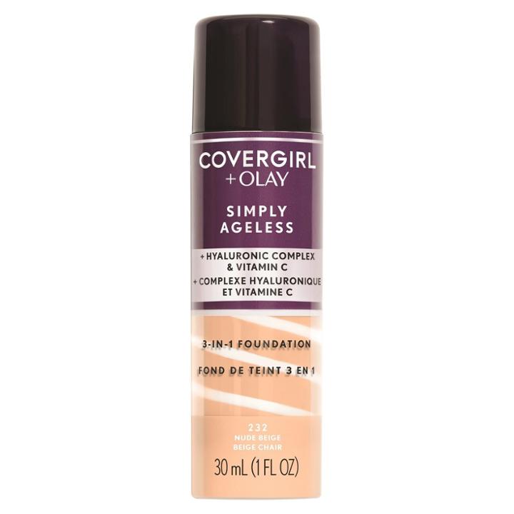 Covergirl + Olay Simply Ageless 3-in-1 Liquid Foundation With Hyaluronic Complex + Vitamin C - 232 Nude Beige