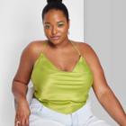 Women's Plus Size Satin Cowl Neck Scarf Halter Top - Wild Fable