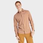 Men's Long Sleeve Button-up T-shirt - All In Motion Dark Butterscotch