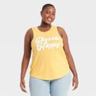 Grayson Threads Women's Plus Size Choose Happy Graphic Tank Top - Yellow