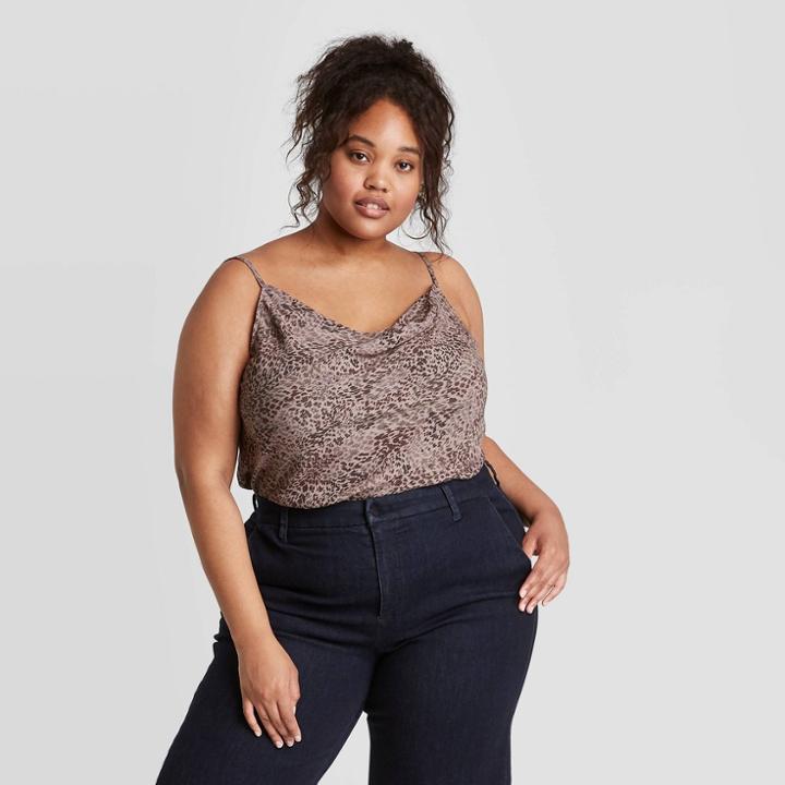 Women's Plus Size Leopard Spot Cami - A New Day Brown