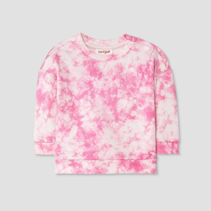 Baby Tie-dye Crewneck Pullover - Cat & Jack Light Pink