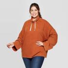Women's Plus Size Long Sleeve Mock Turtleneck Sweatshirt - Universal Thread Rust X, Red
