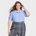 Women's Plus Size Polo Sweater - A New Day Blue