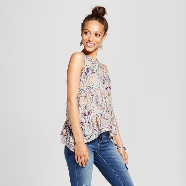 Women's Hanky Hem Printed Tank - Xhilaration (juniors') Almond Cream