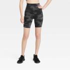 Women's Brushed Camo Print Sculpt Bike Shorts - All In Motion Charcoal Gray