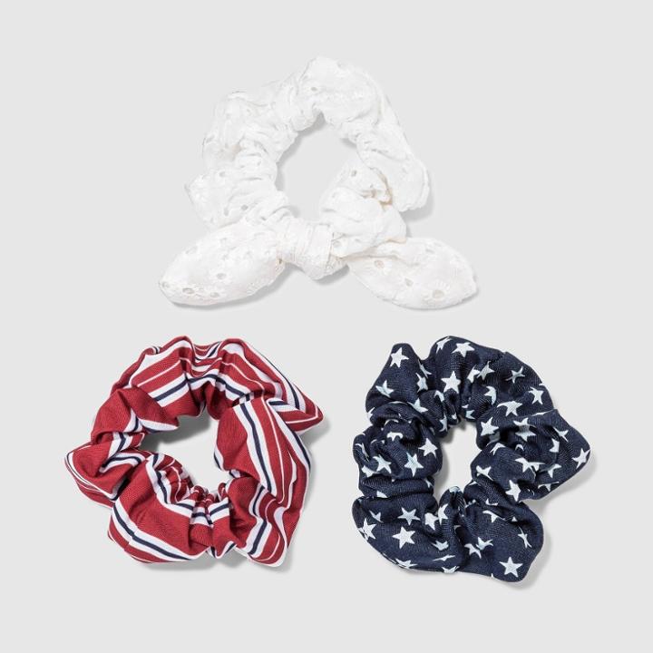 No Brand Star Denim Striped Printed Fabric And Solid Eyelet Fabric With Bow Tail Hairtwister