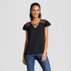 Women's Cross Front Ruffle Sleeve Top - 3hearts (juniors') Black