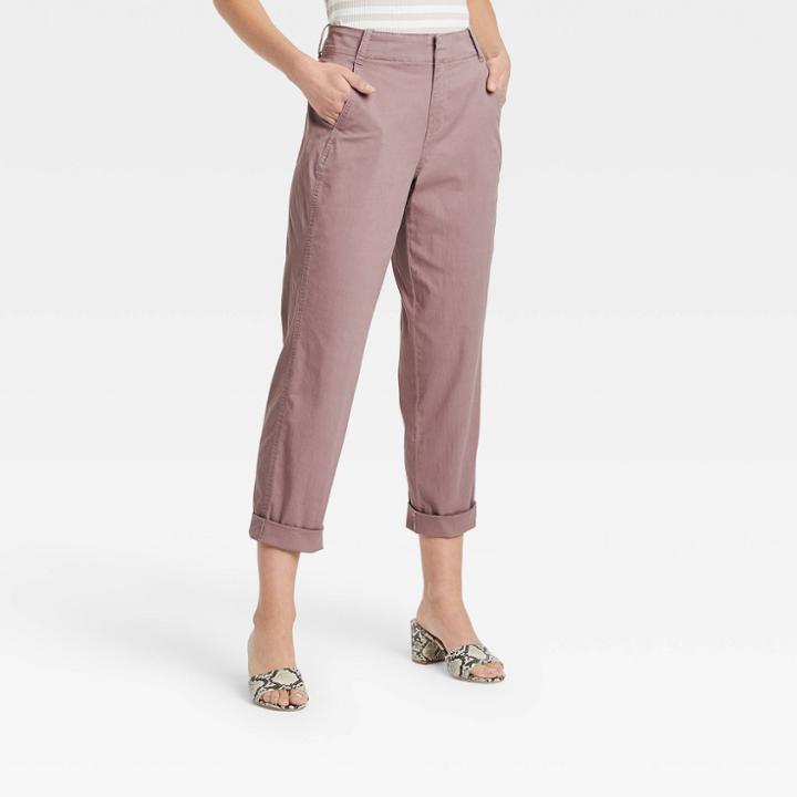 Women's High-rise Straight Chilled Out Ankle Chino Pants - A New Day Purple