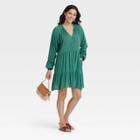 Women's Long Sleeve Button-front Dress - Knox Rose Green