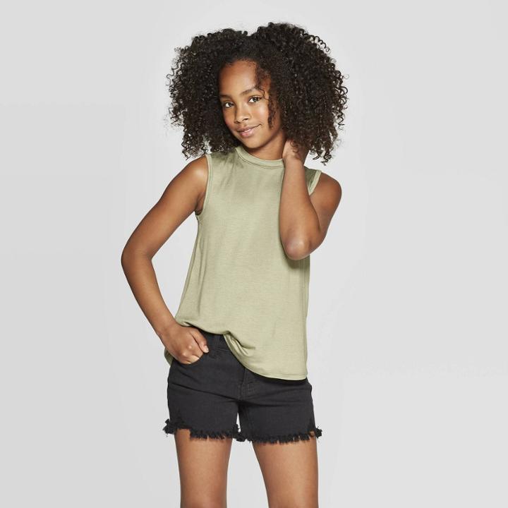 Girls' High Neck Tank Top - Art Class Green
