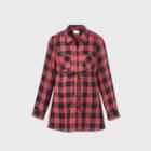 Maternity Plaid Long Sleeve Popover Tunic - Isabel Maternity By Ingrid & Isabel Pink/navy