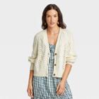Women's Button-front Cable Stitch Cardigan - Universal Thread Cream