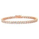 Target Women's Round-cut Cubic Zirconia S Link Bracelet Rose Gold Plated, Pink Rose