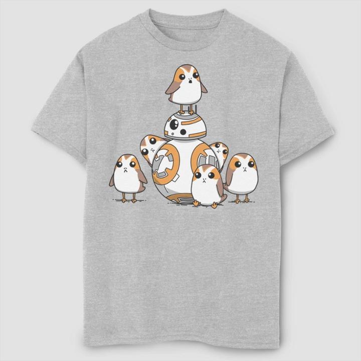 Boys' Star Wars Cute And Porgs T-shirt - Gray