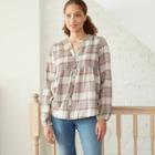 Women's Plaid Long Sleeve Button-down Shirt - Knox Rose Pink