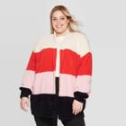 Women's Plus Size Striped Long Sleeve Cardigan - Who What Wear Black 1x, Women's,