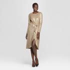 Women's Long Sleeve Wrap Tie Knit Dress - Who What Wear Gold