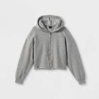 Girls' Boxy Zip-up Hoodie - Art Class Gray