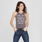 Women's Sandy Toes, Waterfalls, Coconut Oil, Sea Turtles, Shaved Ice Graphic Tank Top - Awake Charcoal