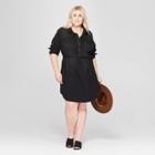 Women's Plus Size Denim Shirt Dress - Universal Thread Black