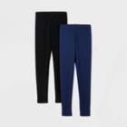 Girls' 2pk Cozy Leggings - Cat & Jack Black/navy