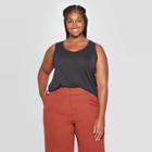 Women's Plus Size Scoop Neck Tank Top - A New Day Black X