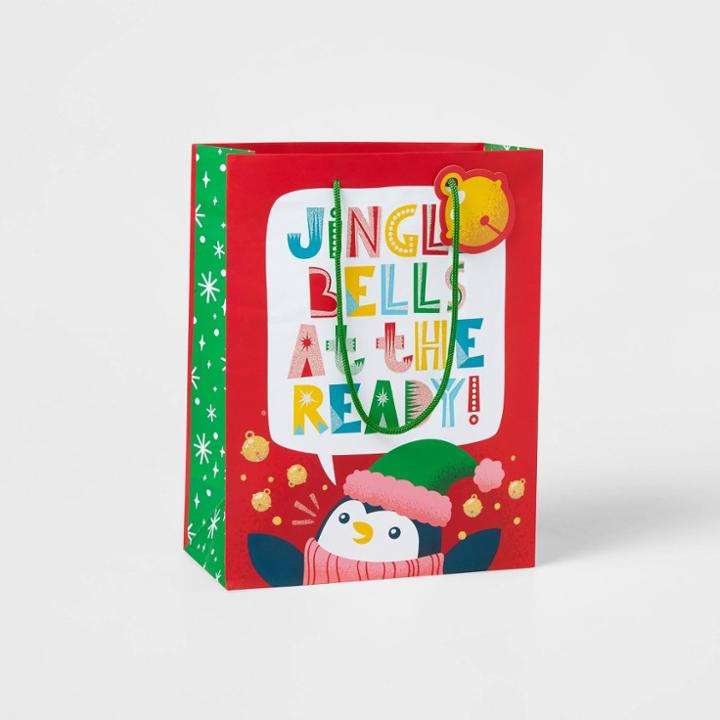 Large Jingle Bell Penguin Cub Gift Bag - Wondershop