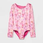 Girls' Floral Spray Long Sleeve Leotard - Cat & Jack Pink