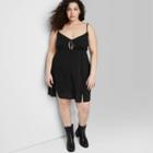 Women's Plus Size Sleeveless Tie-front Fit & Flare Woven Dress - Wild Fable Black
