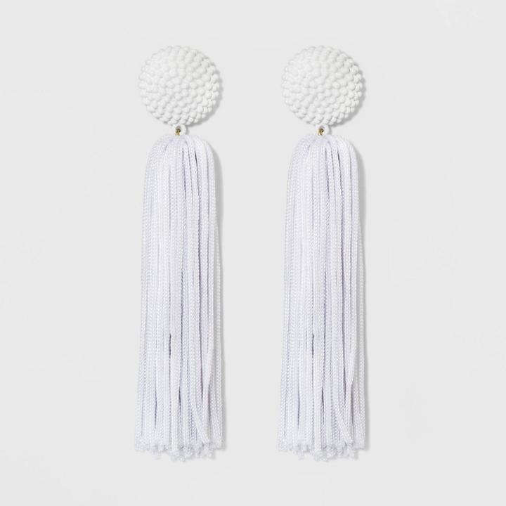 Sugarfix By Baublebar Beaded Studs Tassel Drop Earrings - White, Girl's