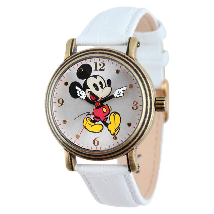 Women's Disney Mickey Mouse Antique Vintage Articulating Watch With Alloy Case - White,
