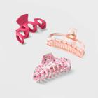 Girls' 3pk Floral Printed Claw Clips - Art Class Pink