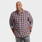 Men's Tall Standard Fit Long Sleeve Plaid Button-down Shirt - Goodfellow & Co Red