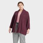 Women's Plus Size Knit Wrap Jacket - A New Day Burgundy
