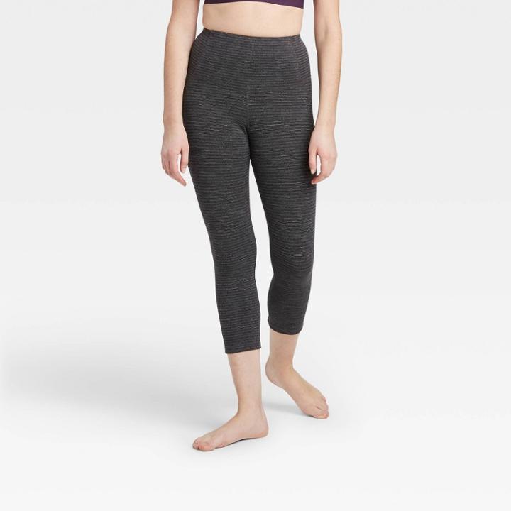 Women's Contour Power Waist High-rise Textured Capri Leggings 22 - All In Motion Black