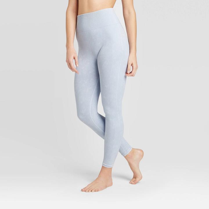 Women's High-waisted Ribbed 7/8 Seamless Leggings - Joylab Blue Musing S, Women's,