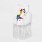 Well Worn Pride Gender Inclusive Adult Unicorn Fringe Tank Top - White Xs, Adult Unisex