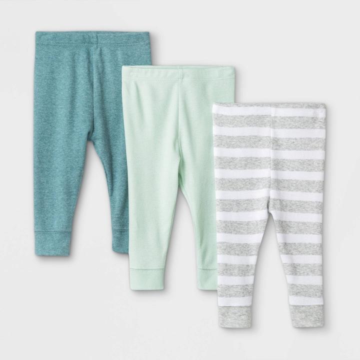 Baby Boys' 3pk Pull-on Pants - Cloud Island Mint 0-3m, Blue/green