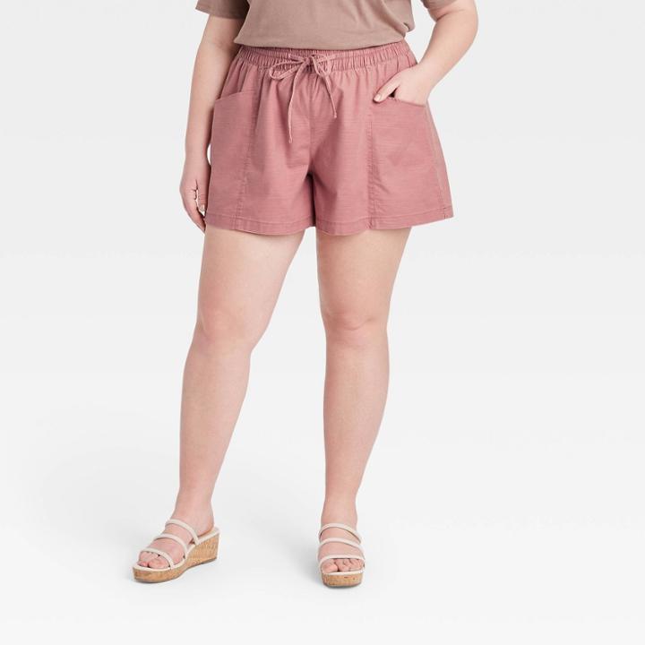 Women's Plus Size Pull-on Shorts - Ava & Viv Rose X, Pink