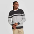 Men's Striped Regular Fit Crew Neck Sweater - Goodfellow & Co Gray Heather
